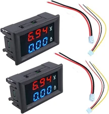 HiLetgo 2pcs 0.28" Digital Voltmeter Ammeter DC 100V 10A Amp Voltage Red Blue 