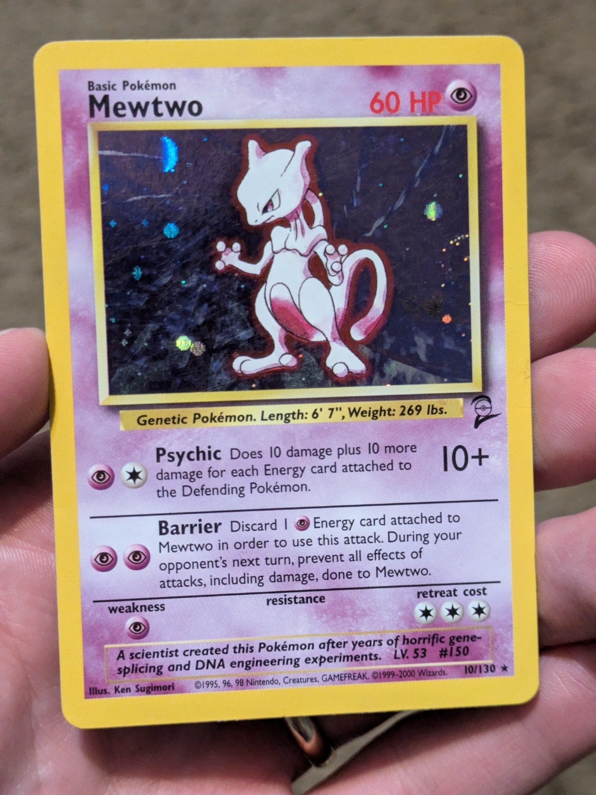 Mewtwo Holo Rare Base Set 2 010/130 HP