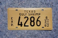 1982 Texas GULF SHRIMP License Plate