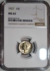 NGC MS-65 1927-P Mercury Dime, Richly Toned, Nearly FSB Gem!