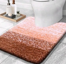 OLANLY Toilet Rugs U-Shaped 24X20, Extra Soft and Absorbent Microfiber Bathroom 