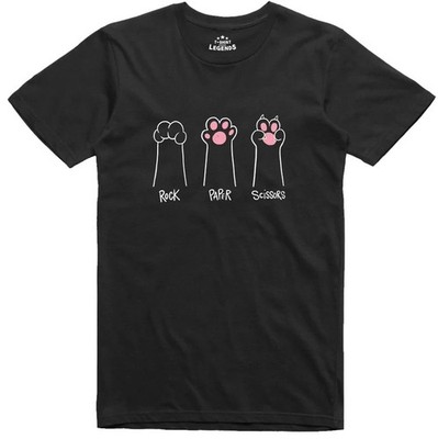 Cat Paws Rock Paper Scissors T-Shirt - Funny Cotton Tee