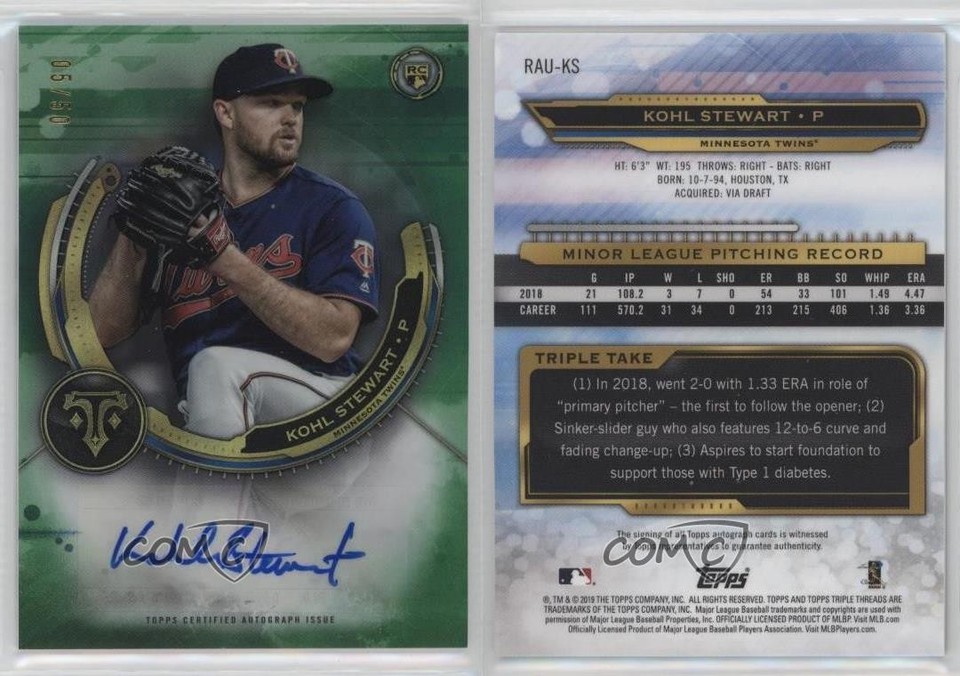 2019 Topps Triple Threads Rookie Emerald 5/50 Kohl Stewart #RAU-KS Auto ...