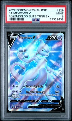 2022 POKEMON SWSH BLACK STAR PROMO #229 FULL ART/MEWTWO V PSA 9