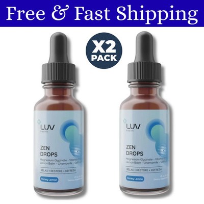 LUV Zen Drops Stress Support with Magnesium Glycinate and Lemon BalM 2 PACK.