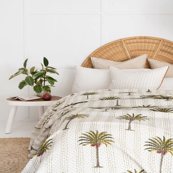 Palm Tree Indian Kantha Quilt – Boho Bedspread - Image 3 of 3