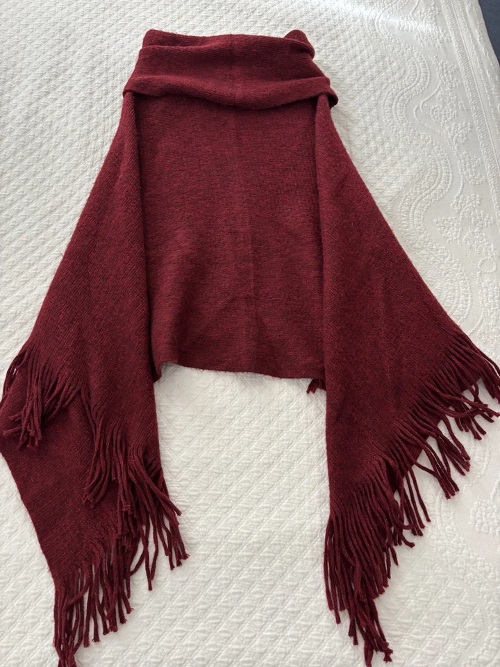 Women’s Chicos One Size Fits All Burgundy Wine Red Cape - Image 2 of 4
