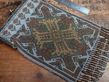 Rare ANTIQUE VINTAGE 1920s Art Deco Steel Micro Bead Flapper Purse Beautiful