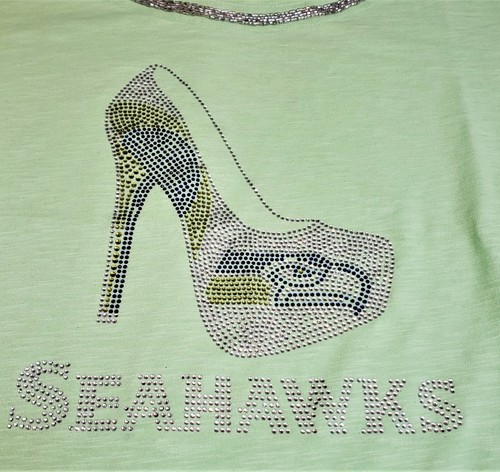 Camiseta Embellecida Zapato Alto Estrás Seattle Seahawks Verde XL - Imagen 3 de 7