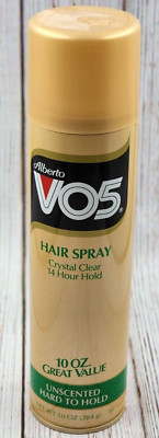 Rare Vintage ALBERTO V05 Hair Spray 10 oz Unscented Hard to Hold Crystal Clear