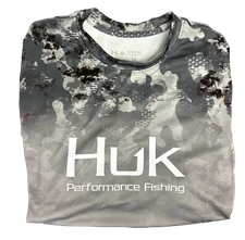 Huk Performance Fishing Camo Long Sleeve Gray #144273 Sun Shirt Mens