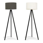 Black Tripod Floor Lamp Standard Light Boucle Shade Living Room Free Standing