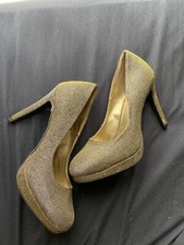 Fioni Night Womens Silver/Gold Fancy High Heels Pumps Size 9 1/2