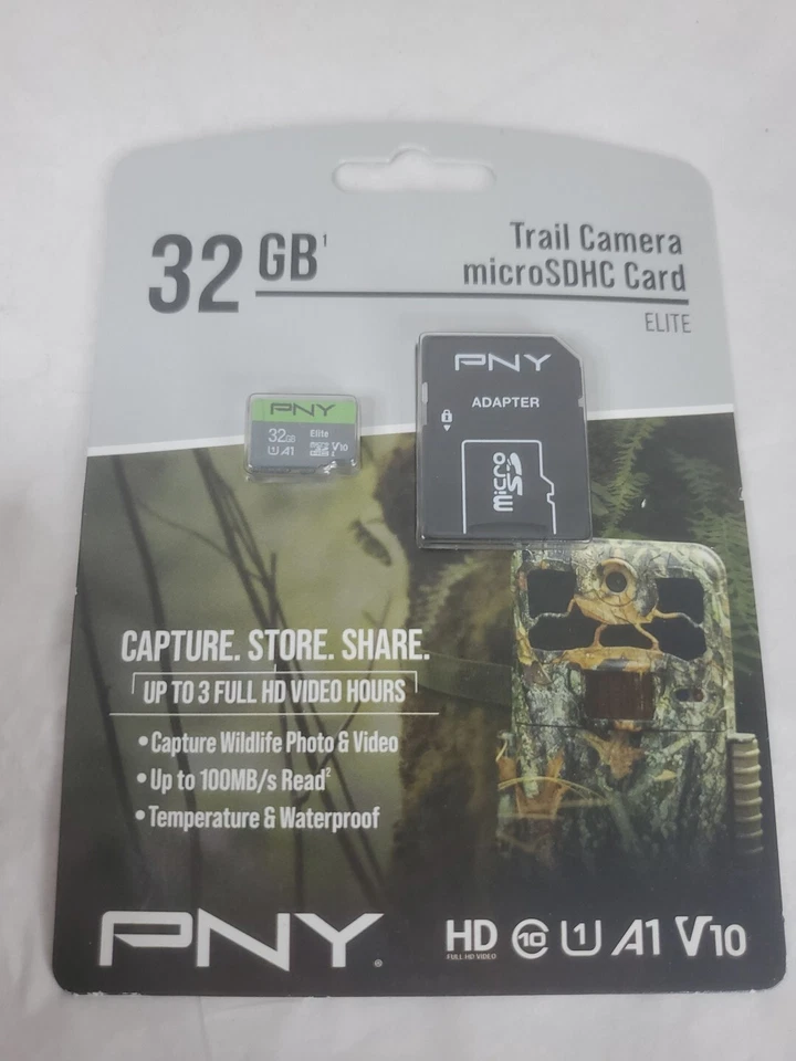 PNY 32GB Elite Trail Camera Deer Hunting MicroSDHC Card W/ SD Card Adapter New - Image 2 of 3