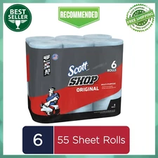 Shop Towels, 6 Rolls, 55 Sheets Per Roll, Free Shipping