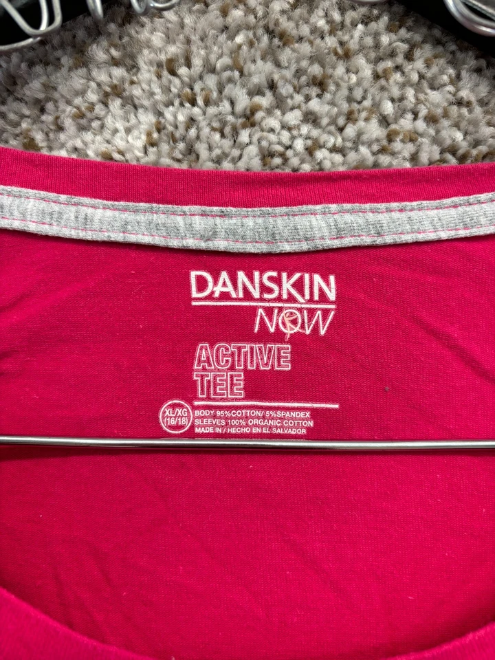 Camiseta Danskin Now Rosa Cuello Redondo Aberturas Laterales Manga Corta Camiseta Para Mujer Talla XL Foto 2 de 4