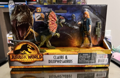 Mattel 2022 Jurassic World Dominion Dilophosaurus & Claire Story Pack IN HAND