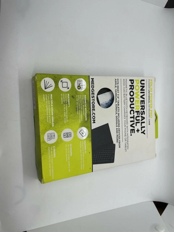 M-Edge Folio Power Pro Keyboard for 7-8" Tablets - Heather Grey with Black Strap - Image 2 of 4