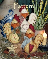 Patti's Ratties Primitive Farm Chicken Ornies Bowl Fillers Paper Pattern #331