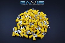 10-12 GAUGE VINYL SPADE 10 500 PK CRIMP TERMINAL CONNECTOR YELLOW AWG GA CAR