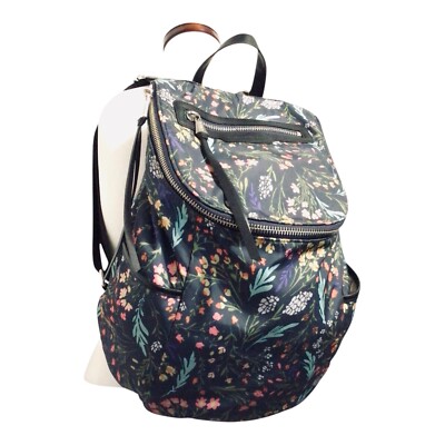 AIMEE KISTENBERG Floral Satin Nylon Backpack Day Bag Knapsack Medium Size