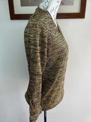 Vintage Gold Metallic Cardigan 1960s 1970s 10 12 - Picture 4 of 11
