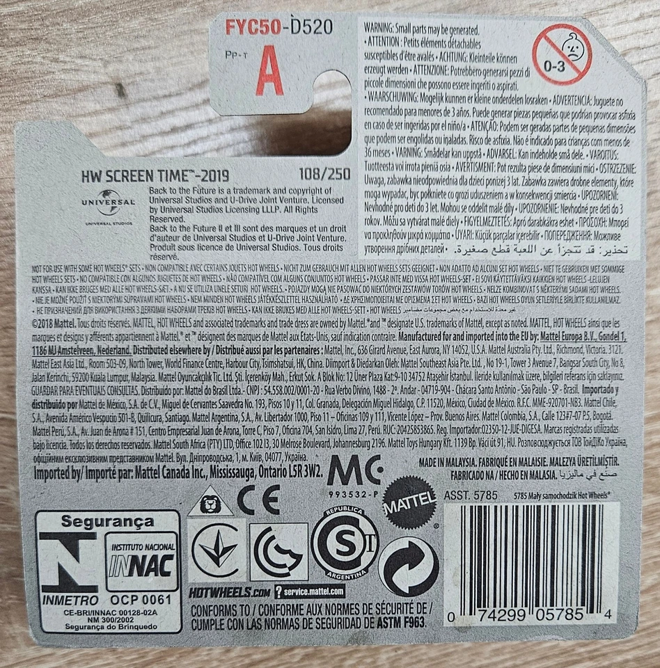 HOT WHEELS HUNT (1) 2019 HW SCREEN TIME Back To The Future HOVER MODE SHORT CARD - Image 2 of 4