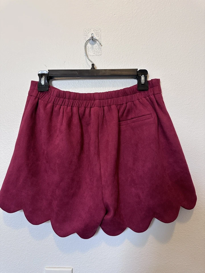 Pantalones Cortos Mujer Vintage Look Vieira M Rojo Terciopelo Felpa Cintura Alta Elásticos Foto 3 de 4