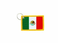 Keychain keyring embroidered embroidery patch double sided flag mexico