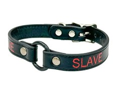 Name BLACK Ring RED Choker BDSM Collar Vegan Leather Necklace O Ring Fetish