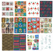Lot of 12 Vintage HALLMARK & Paper Magic Christmas Holiday Sticker Sheets $0Ship