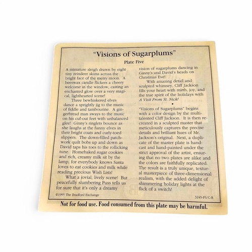 Visions of Sugarplums 3D Lighted Plate 7th Edition Visit From St Nick 1997 COA - Picture 4 of 8