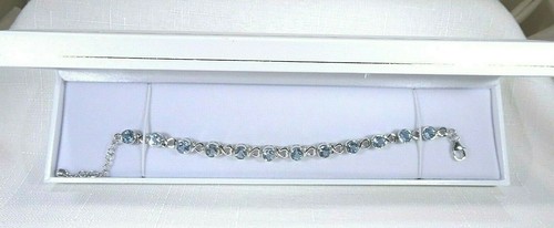 11.88ct Natural Sky Blue Topaz Solid Sterling Silver Heart Adjustable Bracelet - Bild 2 von 12