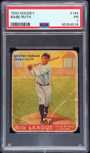 1933 GOUDEY #144 BABE RUTH PSA 1 New York Yankees HOF