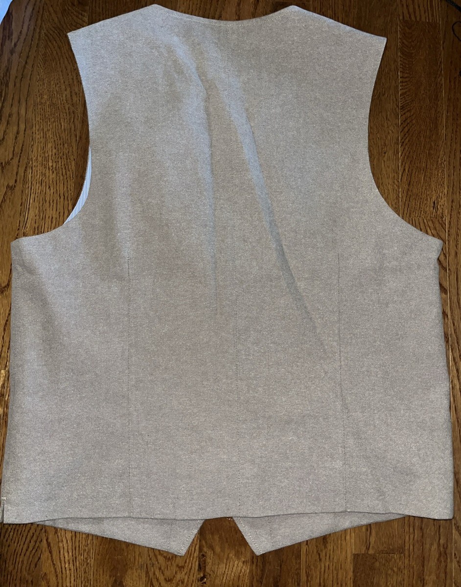 Joseph Abboud Lined Waistcoat 5-Button Vest Tan Taupe NEW w