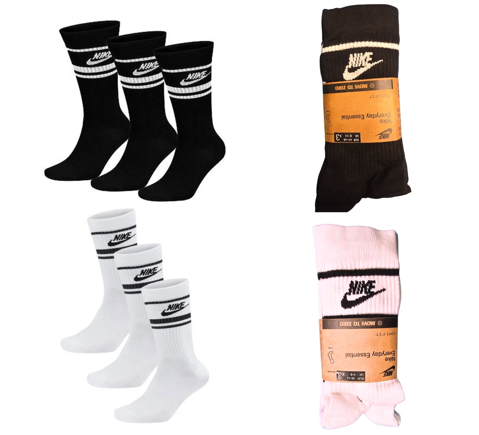 Nike Mens Women Socks 3 or 6 Pairs DX5089 Sportswear Everyday Essential Crew New