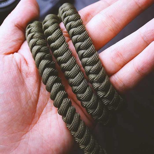 Tracolla da collo per fotocamera intrecciata in corda da arrampicata robusta e pelle per reflex DSLR - Foto 14 di 19