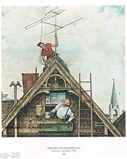 Norman Rockwell TV video commercial radio cable print NEW TELEVISION SET 11x15