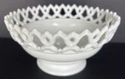 Vintage White Milk Glass Open Lace Like Edge Pedestal Bowl/Candy Dish