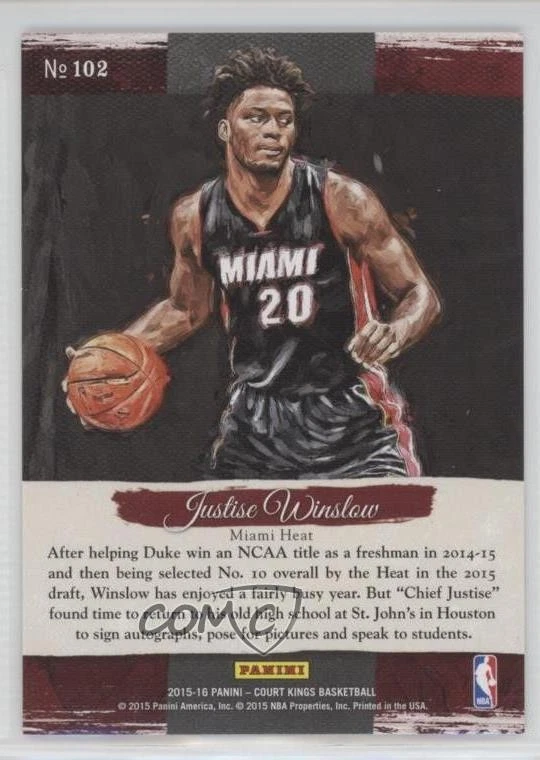 2015-16 Panini Court Kings Rookies I Justise Winslow #102 Rookie RC - Image 2 of 2