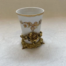 Vintage Matson Hollywood Regency Style Rose Design Gold Gilt Cup & Ormolu Holder