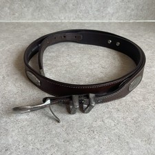 Nocona Leather Concho Belt Size 44 Tapered Western w/ Silver Plate Accents