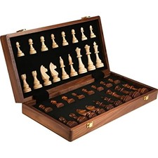 Premium Wooden Chess Set Folding Board Solid Walnut Pieces Classic Handcrafted