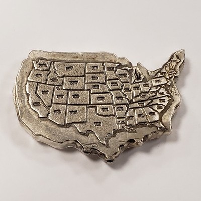 4 oz .999 Silver - Hand Poured United States Map - MK Barz 011/500