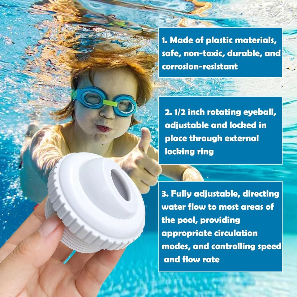 2 Ugelli per Piscina, Bocchetta Di Ritiro Regolabile, Ugello Di Ritorno per Pisc - Immagine 4 di 4