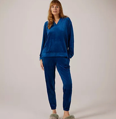 Carole Hochman Lounge Kapuzenpullover mit Jogginghose Royalblau Neu Gr. Medium
