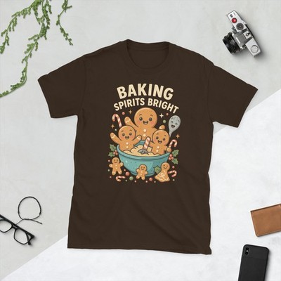 Baking Spirits Bright Gingerbread Xmas Tee Funny Holiday Unisex T-Shirt Gift