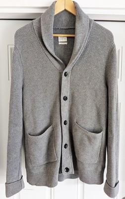 Men's Rag & Bone Cardiff Shawl Cardigan Knit Sweater in Wolf Gray, Size Large