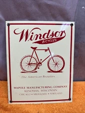 Box4-*1-NOS-Vintage Heavy Enamel Metal Windsor Bicycles 10x 8 Lo Enamel Sign Co.