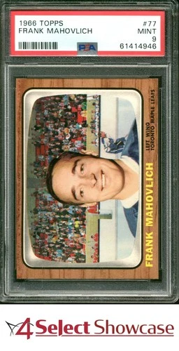 1966 TOPPS #77 FRANK MAHOVLICH MAPLE LEAFS HOF POP 5 PSA 9 SET BREAK